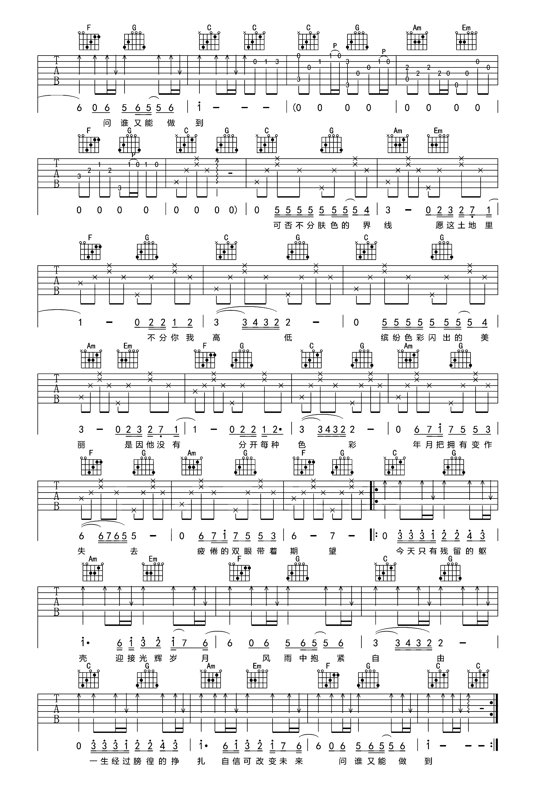 Beyond《光辉岁月》吉他谱-C调-2