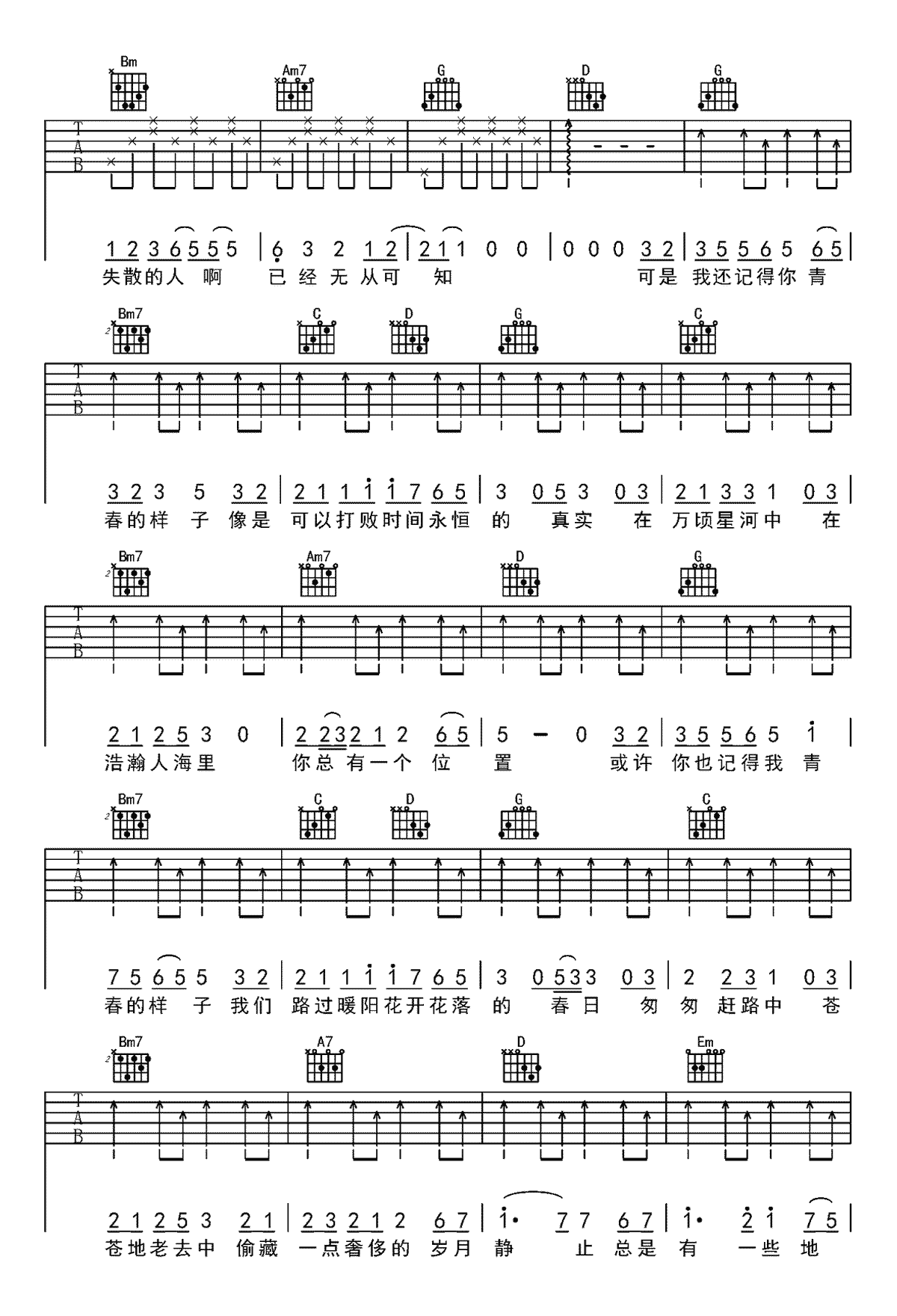 样子吉他谱-孙燕姿-原版编配