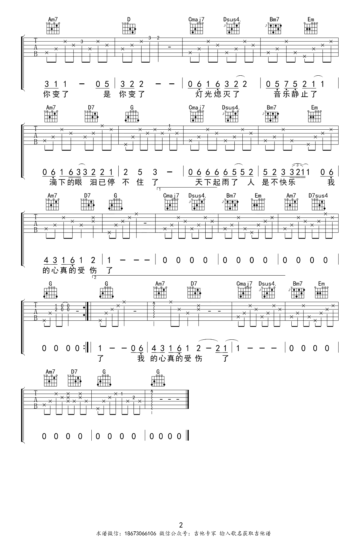 我真的受伤了吉他谱-张学友-吉他教学视频