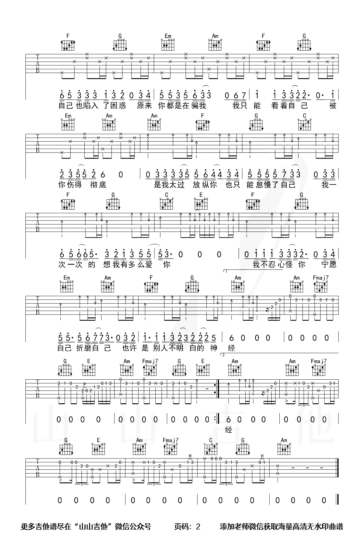 放纵L吉他谱-怪阿姨-原版编配-优易谱